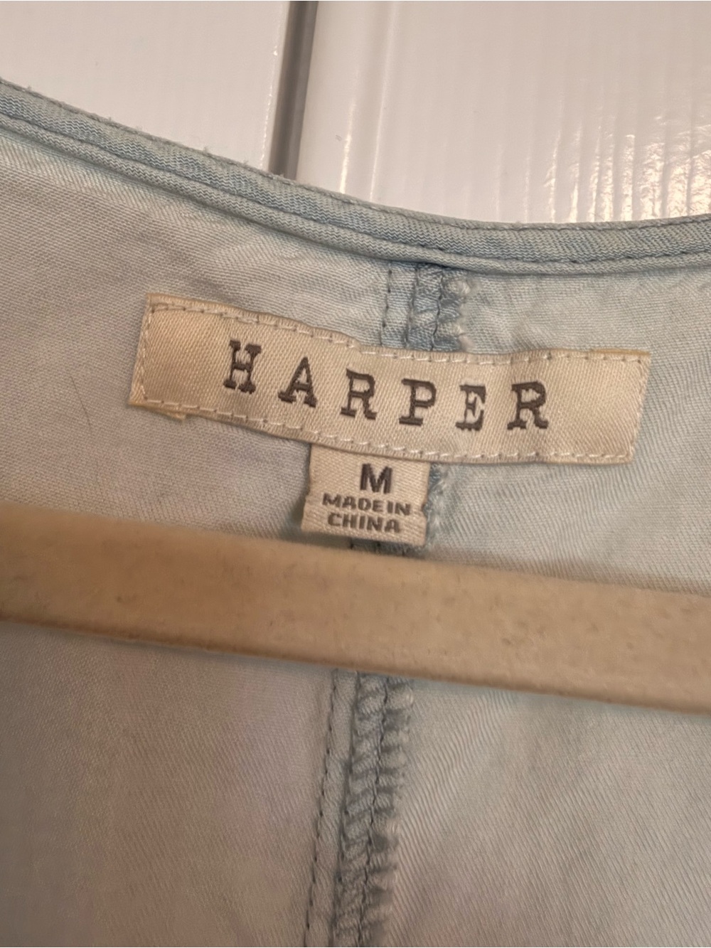Harper Light Blue Button-Front Drawstring Mini Dress - Picture 2 of 3